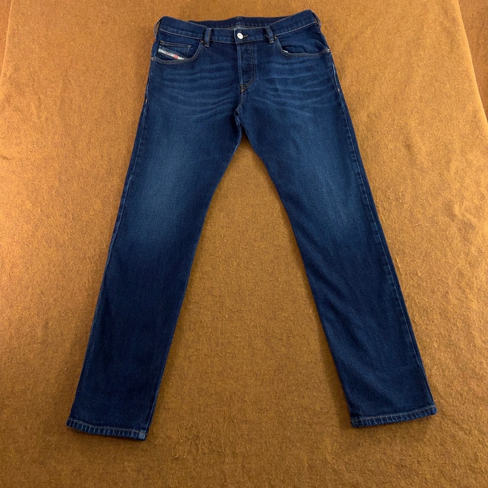 Diesel Mens 33x32 Blue D-Yennox Tapered Stretch Jeans